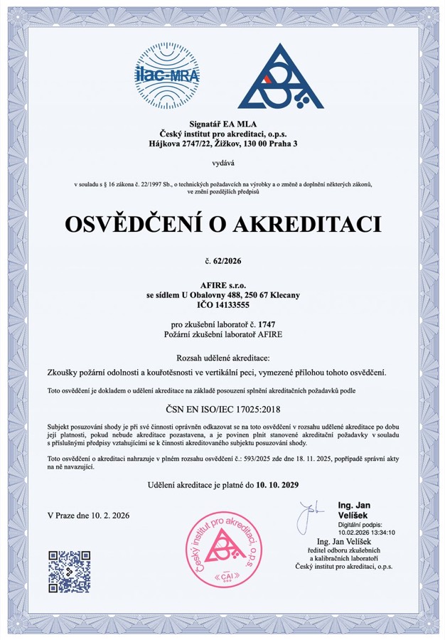 ČIA accreditation certificate No. 1747