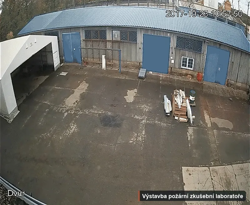 Časozber výstavby požiarneho skúšobného laboratória AFIRE